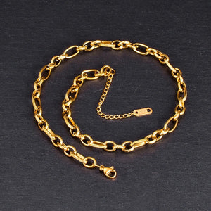 18K Minimalist Retro Chain Texture Clavicle Necklace Choker for Women