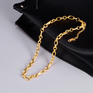 18K Minimalist Retro Chain Texture Clavicle Necklace Choker for Women