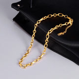 18K Minimalist Retro Chain Texture Clavicle Necklace Choker for Women