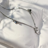 18K Minimalist Love Beads Peach Heart Chain Necklace Jewelry