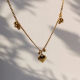 18K Minimalist Love Beads Peach Heart Chain Necklace Jewelry