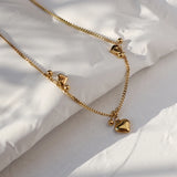 18K Minimalist Love Beads Peach Heart Chain Necklace Jewelry