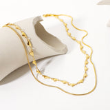 18K Love Heart Double Necklace Snake Bone Chain Jewelry