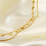 18K Love Heart Double Necklace Snake Bone Chain Jewelry