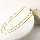 18K Love Heart Double Necklace Snake Bone Chain Jewelry