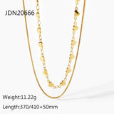 18K Love Heart Double Necklace Snake Bone Chain Jewelry