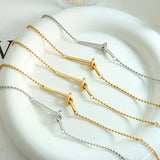 18K Lucky Heart Bead Chain Bracelet Women's Jewelry