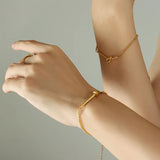 18K Lucky Heart Bead Chain Bracelet Women's Jewelry