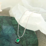 Minimalist Green Crystal Clavicle Chain Necklace Pendant