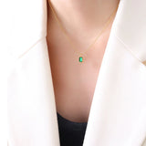 Minimalist Green Crystal Clavicle Chain Necklace Pendant