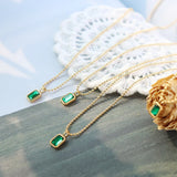 Minimalist Green Crystal Clavicle Chain Necklace Pendant