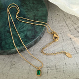 Minimalist Green Crystal Clavicle Chain Necklace Pendant
