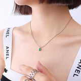 Minimalist Green Crystal Clavicle Chain Necklace Pendant