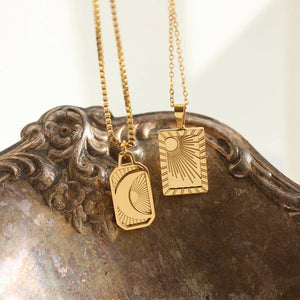 18K Moon Sun Clavicle Chain Necklace Choker Pendant Boho Jewelry