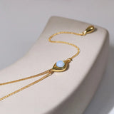 18K Opal Eye Drop Necklace Pendant Y-chain Clavicle Chain for Women