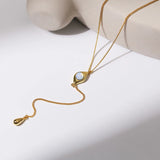 18K Opal Eye Drop Necklace Pendant Y-chain Clavicle Chain for Women