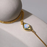 18K Opal Eye Drop Necklace Pendant Y-chain Clavicle Chain for Women