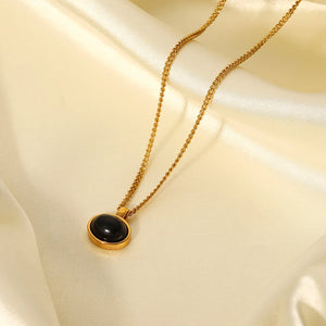 Minimalist Oval Tiger Eye Necklace Pendant Earrings Set