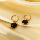 Minimalist Oval Tiger Eye Necklace Pendant Earrings Set