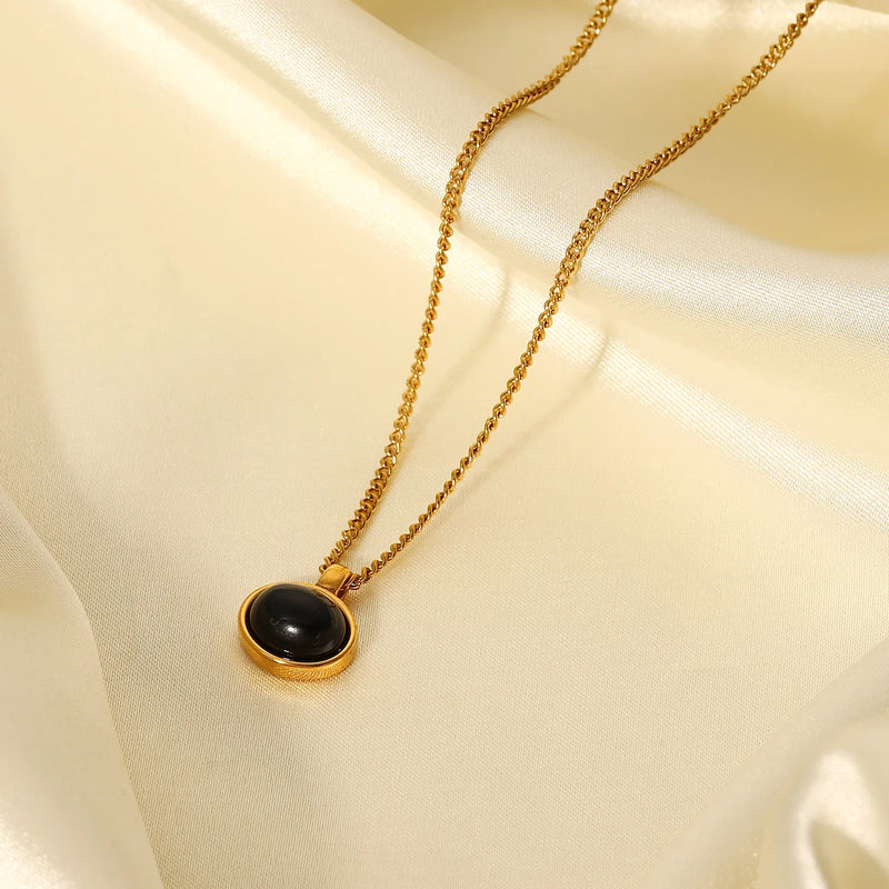 Minimalist Oval Tiger Eye Necklace Pendant Earrings Set