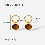 Minimalist Oval Tiger Eye Necklace Pendant Earrings Set