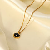 Minimalist Oval Tiger Eye Necklace Pendant Earrings Set
