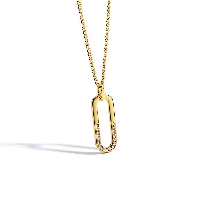 18K Micro Pave Zircon U-Shaped Necklace
