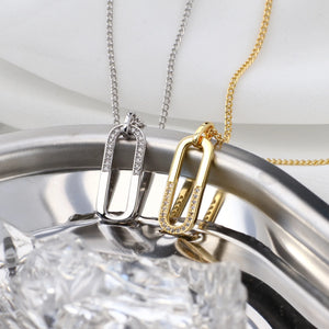 18K Micro Pave Zircon U-Shaped Necklace