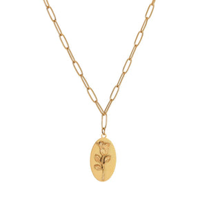 Minimalist Rose Oval Pendant Necklace Clavicle Chain Jewelry