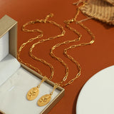 Minimalist Rose Oval Pendant Necklace Clavicle Chain Jewelry