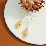 Minimalist Rose Oval Pendant Necklace Clavicle Chain Jewelry