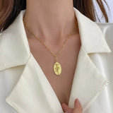 Minimalist Rose Oval Pendant Necklace Clavicle Chain Jewelry