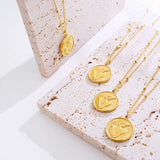 Minimalist Round Geometric Hug Necklace Pendant Coin Charms Jewelry