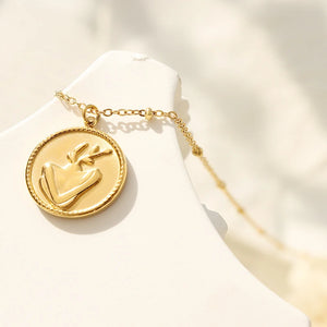 Minimalist Round Geometric Hug Necklace Pendant Coin Charms Jewelry