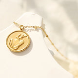 Minimalist Round Geometric Hug Necklace Pendant Coin Charms Jewelry