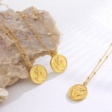 Minimalist Round Geometric Hug Necklace Pendant Coin Charms Jewelry