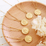 Minimalist Round Geometric Hug Necklace Pendant Coin Charms Jewelry