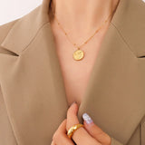 Minimalist Round Geometric Hug Necklace Pendant Coin Charms Jewelry