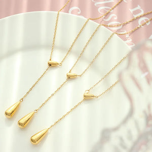 18K Minimalist Tassel Drop Necklace Pendant Clavicle Jewelry