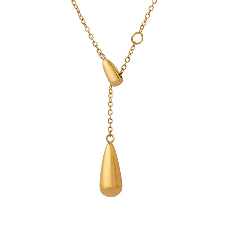 18K Minimalist Tassel Drop Necklace Pendant Clavicle Jewelry