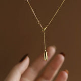 18K Minimalist Tassel Drop Necklace Pendant Clavicle Jewelry
