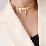 18K Minimalist Snake Bone Choker Necklace Exaggerated Water Drop Element