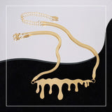 18K Minimalist Snake Bone Choker Necklace Exaggerated Water Drop Element