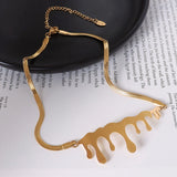 18K Minimalist Snake Bone Choker Necklace Exaggerated Water Drop Element