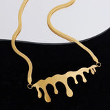 18K Minimalist Snake Bone Choker Necklace Exaggerated Water Drop Element
