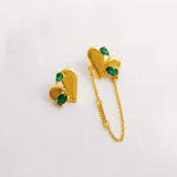 18K Minimalist Asymmetric Zircon Heart Stud Earrings