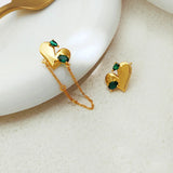 18K Minimalist Asymmetric Zircon Heart Stud Earrings
