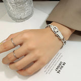18K Minimalist Thick Chain Bangle Cuff Bracelet For Women