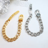 18K Minimalist Thick Chain Bangle Cuff Bracelet For Women