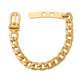 18K Minimalist Thick Chain Bangle Cuff Bracelet For Women